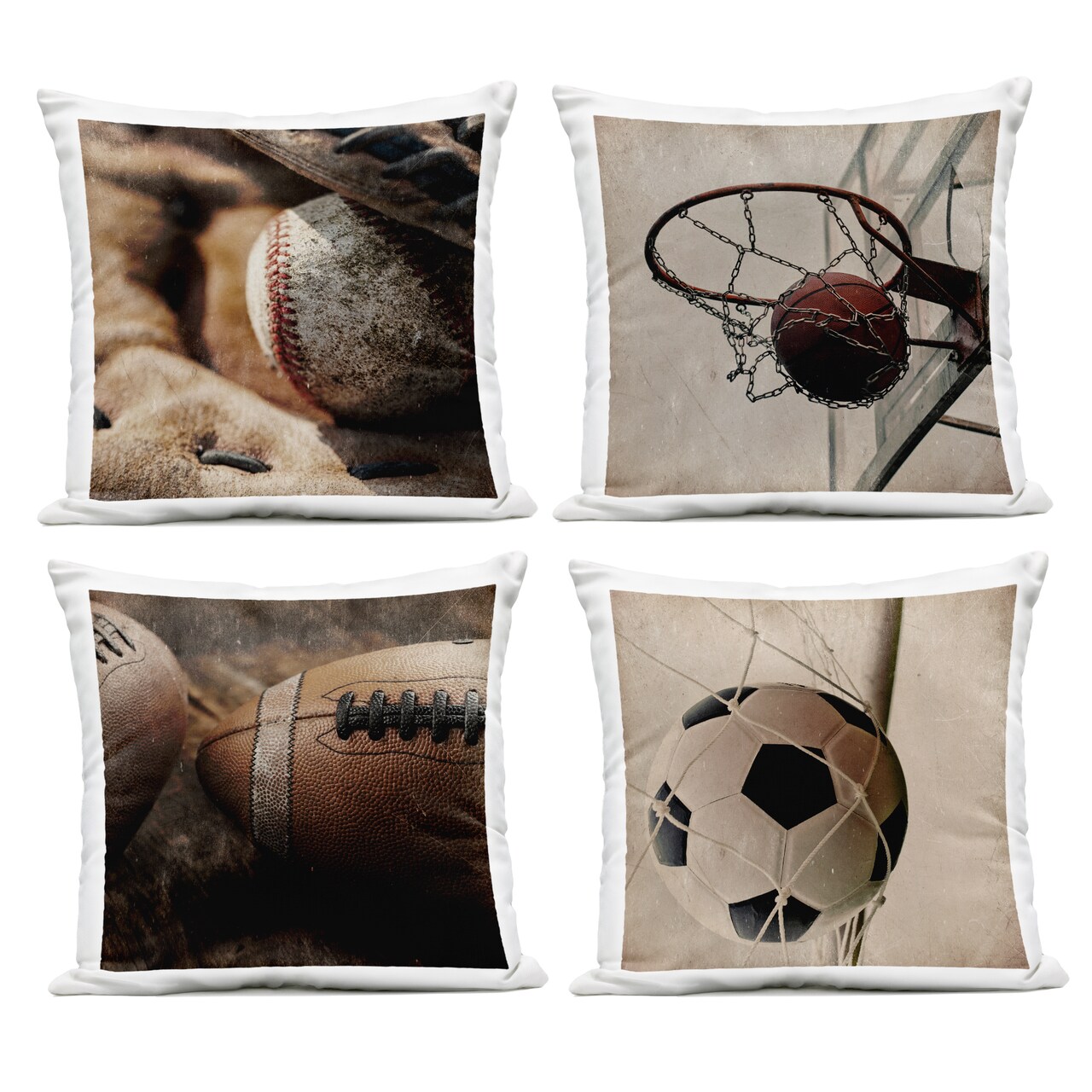 Stupell Industries Inspiring Sports Be The Ball 4 Piece Outdoor Printed Pillow Set design by Kim Allen, 18 x 7 x 18